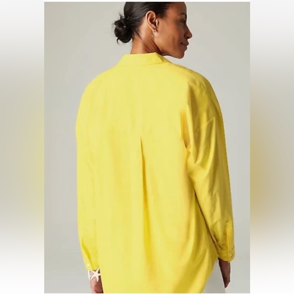 J.Jill Women Sz M Lemon Meringue Cotton Blend Long Sleeve Oversize Popover Tunic - Picture 2 of 7